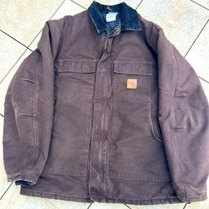 CARHARTT C26-DKB Duck Arctic Traditional Coat Quilt Lined Brown Large Tall